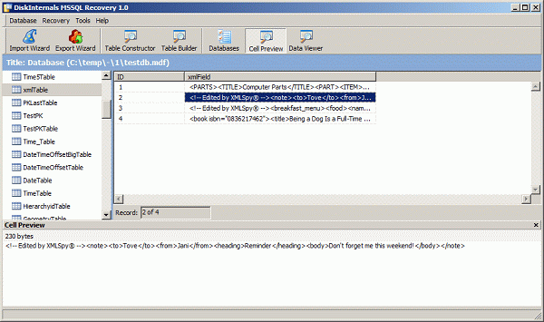 DiskInternals MySQL Recovery screenshot