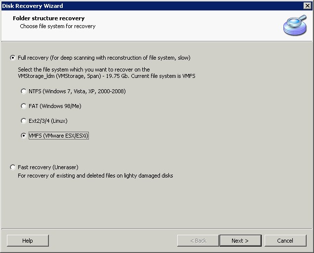 DiskInternals VMFS Recovery screenshot DiskInternals VMFS Recovery screenshot