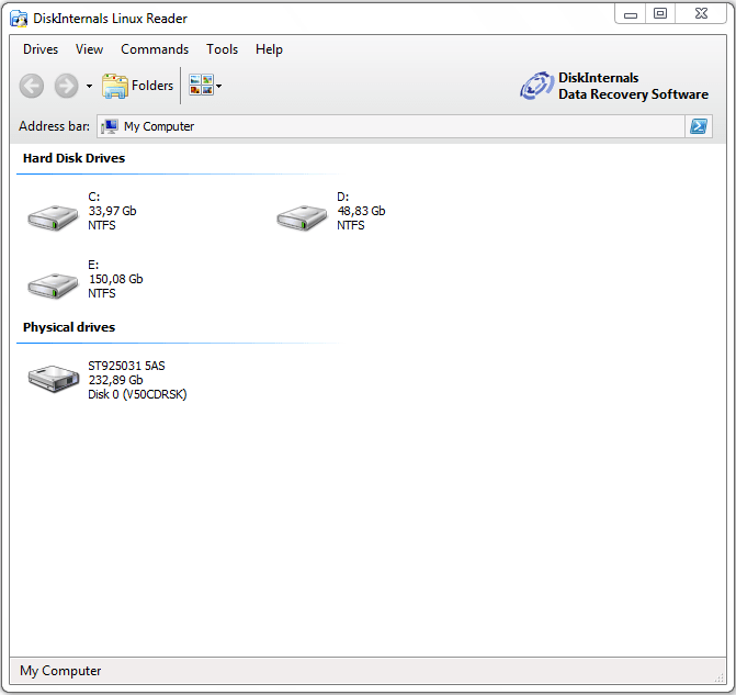 Linux Reader the disk to scan