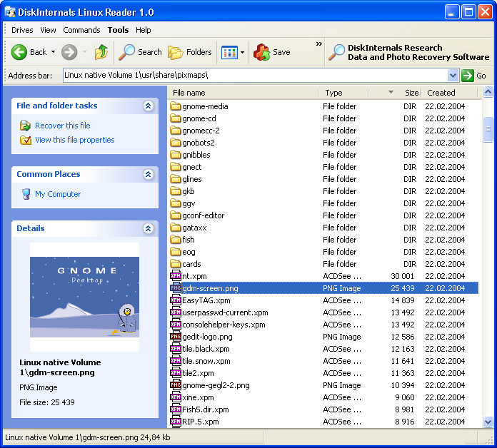 DiskInternals Linux Reader 4.5 Main