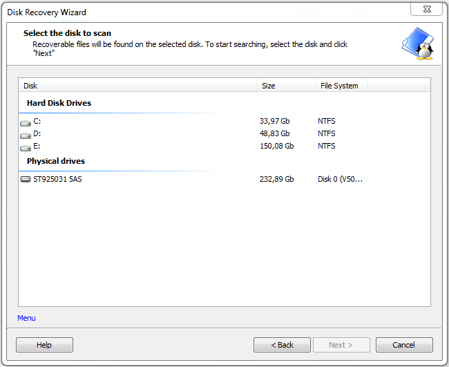Linux Recovery select disk