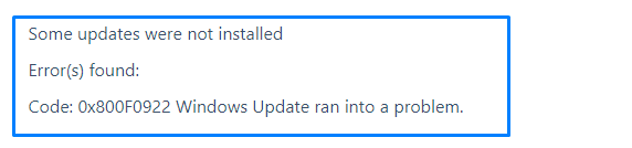 windows 10 0x800f0922 windows 10 0x800f0922