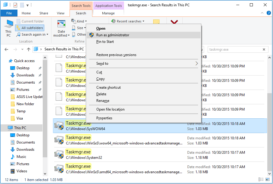 Taskmgr admin