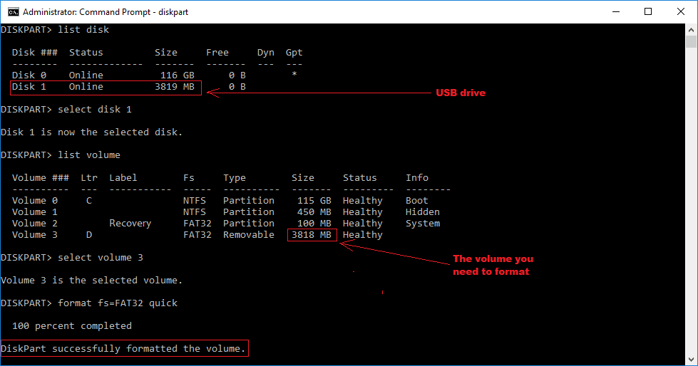 how to format usb drive to fat32 in windows 10