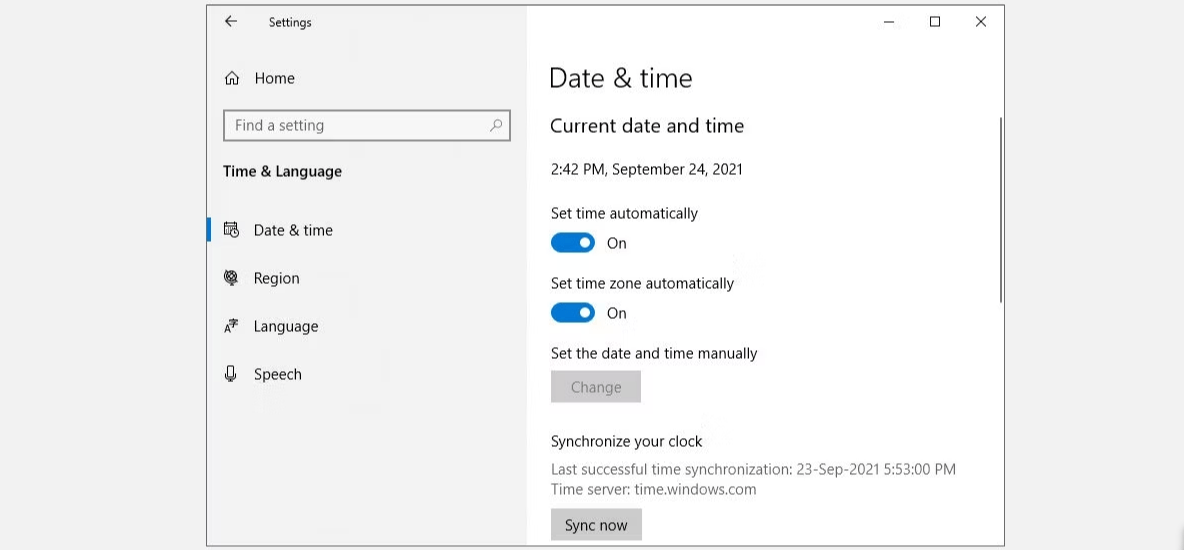 Sync the Windows Date and Time