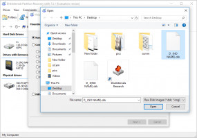 DiskInternals Data Recovery Software Mount disk image: step 3 - browse for the disk image and click the Open button.